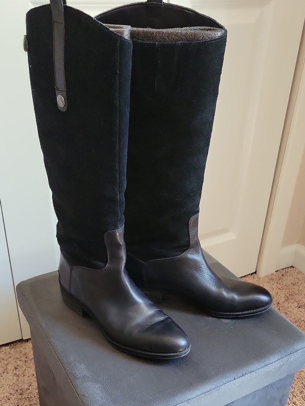Born Black Leather & Suede Riding Boots